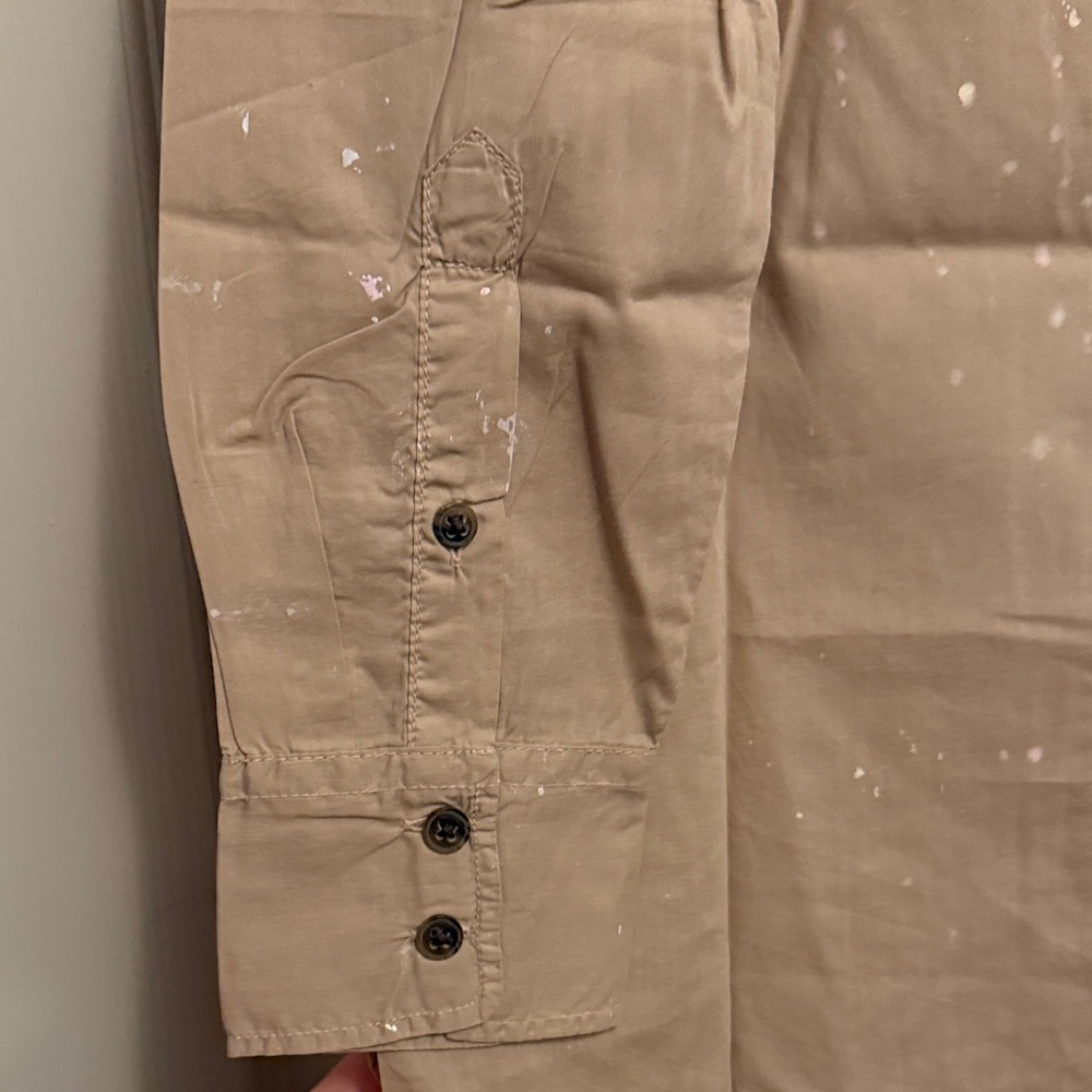 J. Crew Tan and Pink Splatter Casual Shirt - Picture 8 of 14